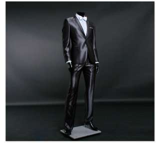 Slim Fit Two Button Shiny Dark Gray Mens Suits US 39R  