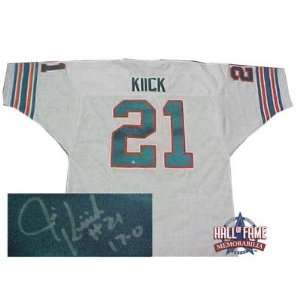 Jim Kiick Miami Dolphins Autographed/Hand Signed White Jersey with 17 