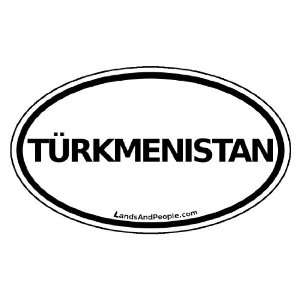 Turkmenistan in Turkmen Car Bumper Sticker Decal Oval Black and White