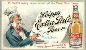 Chicago IL Seipps Beer Bottle Uncle Sam Postcard Print  