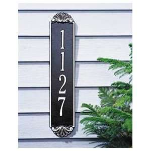  House Numbers, Black/Silver Aluminum, Shell Vertical House 