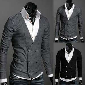 NWT Men Premium Stylish V NECK Double Breasted Cardigan h180 2color 