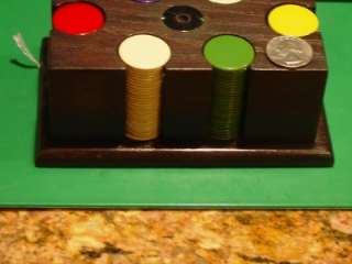 WOODEN POKER RACK   METAL KNOB SCREWS INTO PLACE & HOLDS THE WHOLE KIT 