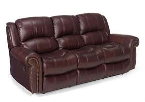 Burgundy Leather 3 Seater Recliner Sofa Couch  
