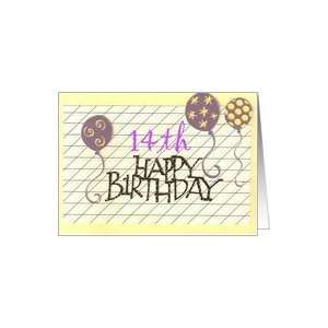  14th Happy Birthday Balloons Card Toys & Games