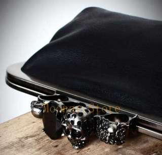Skull PU Leather Women Clutch Purse Handbag Ring Bag  