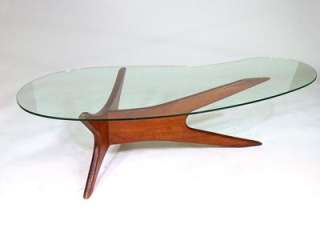 Biomorphic Glass Coffee Table Vladimir Kagan Style  