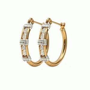  1/4 Ct Diamond Earrings Hoop in 10k Yellow Gold 