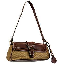Isaac Mizrahi Womens Brown Faux Leather Handbag  