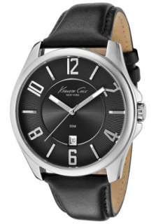 Kenneth Cole Watch KC1708 Mens Black Dial Black Leather  