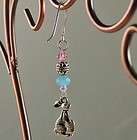 AQUA EASTER BUNNY EARRINGS STERLING SILVER EARWIRE made with Swarovski 
