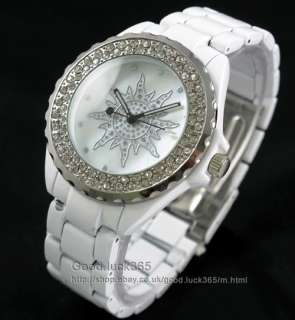 Unisex Diamond White Stainless Quartz Wrist Watch  