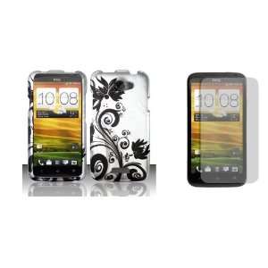 HTC One X (AT&T) Premium Combo Pack   Black Wild Orchid Flower Vines 