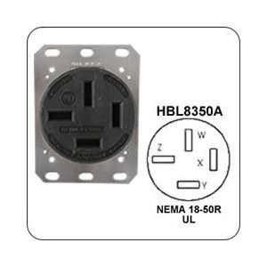  HBL8350A AC Receptacle NEMA 18 50 Female Black 120/208 Volt 50 Amp