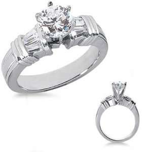  1.53 Ct.Diamond Engagement Ring with Baguette Sidestones 