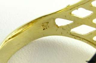 Large Mens NIKE Fashion Ring   10k Solid Yellow Gold Diamond Cut 