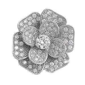  Sterling Silver & CZ Flower Blossom Pendant Jewelry