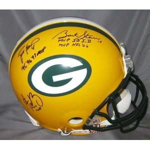 Brett Favre Autographed Helmet   Starr Rodgers Limited Edition Packers 