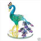 colorful spun art glass peacock bird sculpture figurine gift for