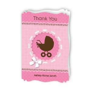   Carriage   Personalized Baby Thank You Cards With Squiggle Shape Toys