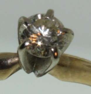 10K Yellow gold round diamond engagement ring vintage  