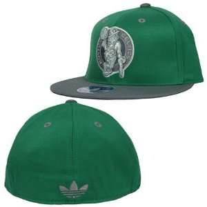   Gray Two Tone Flat Brim Flex Fit Hat (Green/Gray)