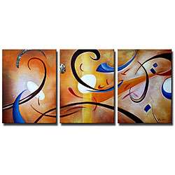 Happiness Abstract Gallery wrapped Canvas Art Set  
