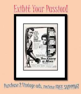 1959 This Earth is Mine Movie / Rock Hudson vintage ad  