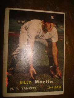 1957 TOPPS BILLY MARTIN CARD#62 NEW YORK YANKEES $60  