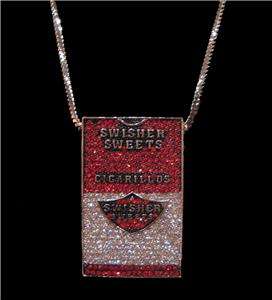 ICED OUT SWISHER SWEETS PIECE PENDANT CHAIN HIP HOP  