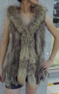 New Womens Real Trim Rabbit Fur woven Jacket/Vest/coat GOLED S/M/L 
