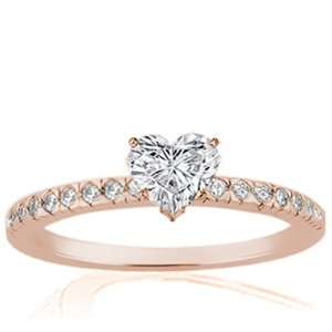  0.85 Ct Heart Shaped Diamond Engagement Ring 14K SI1 GIA 