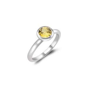  0.66 Cts Yellow Sapphire Solitaire Ring in 14K White Gold 