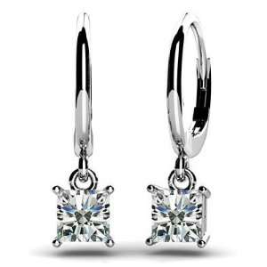  0.40 ct Ladys Princess Cut Diamond Drop Earrings in 14 