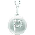 14k White Gold Diamond Initial M Disc Necklace  