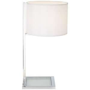  Glass Inset Base Chrome Table Lamp