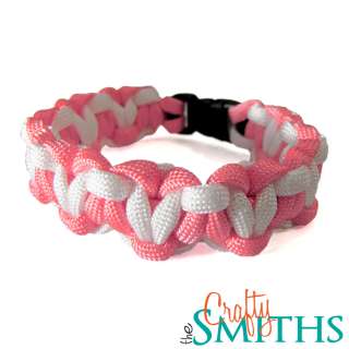 Breast Cancer Awareness 550 Paracord Survival Bracelet   Pink White 
