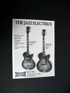 Borys Guitars B222 & B120 Jazz Electric Guitar print Ad  