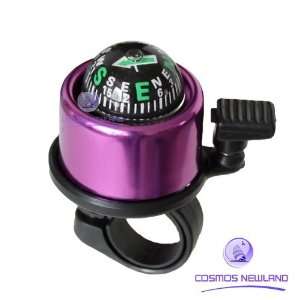  made metal bell & compass bike bicycle cycle ring purple 