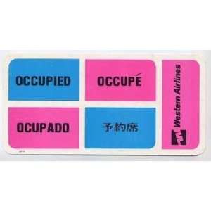 Western Airlines Seat Occupied Card in 4 Languages