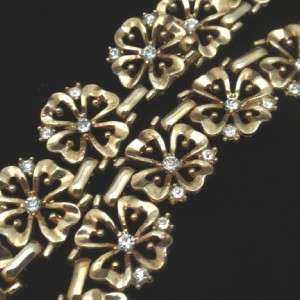 Trifari Pat. Pend. Vintage Necklace Rhinestones Flowers  