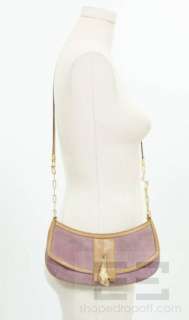 Gucci Pink Suede Leather Trim Gold Lion Handbag  