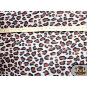  Fleece Printed Cheetah Brown Fabric / By the Yard 