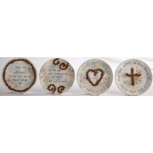 Set of 4 Inspirational Crown of Thorns Round Table Plaques 