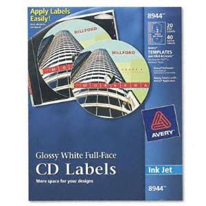  New Inkjet Full Face Flossy CD Labels White 20 Label Case 