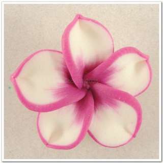 50 PCS Pick Color Polymer Clay Fimo White Petals Plumeria Flower Beads 