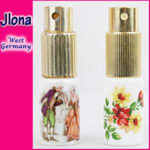 JLONA White Glass PERFUME Bottles VICTORIAN~Flowers  