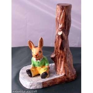  Bygone Par Ware Rabbit and Tree Stump Pottery Figurine 