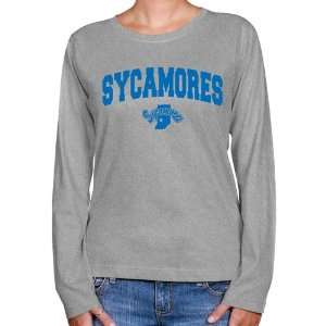 Indiana State Sycamores Ladies Ash Logo Arch Long Sleeve Classic Fit 