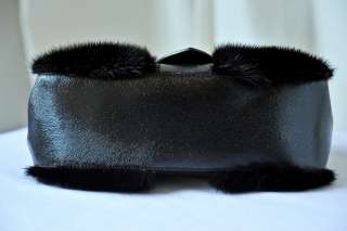 FENDI Black Mink Fur Leather Purse Handbag Bag*RARE*NEW  